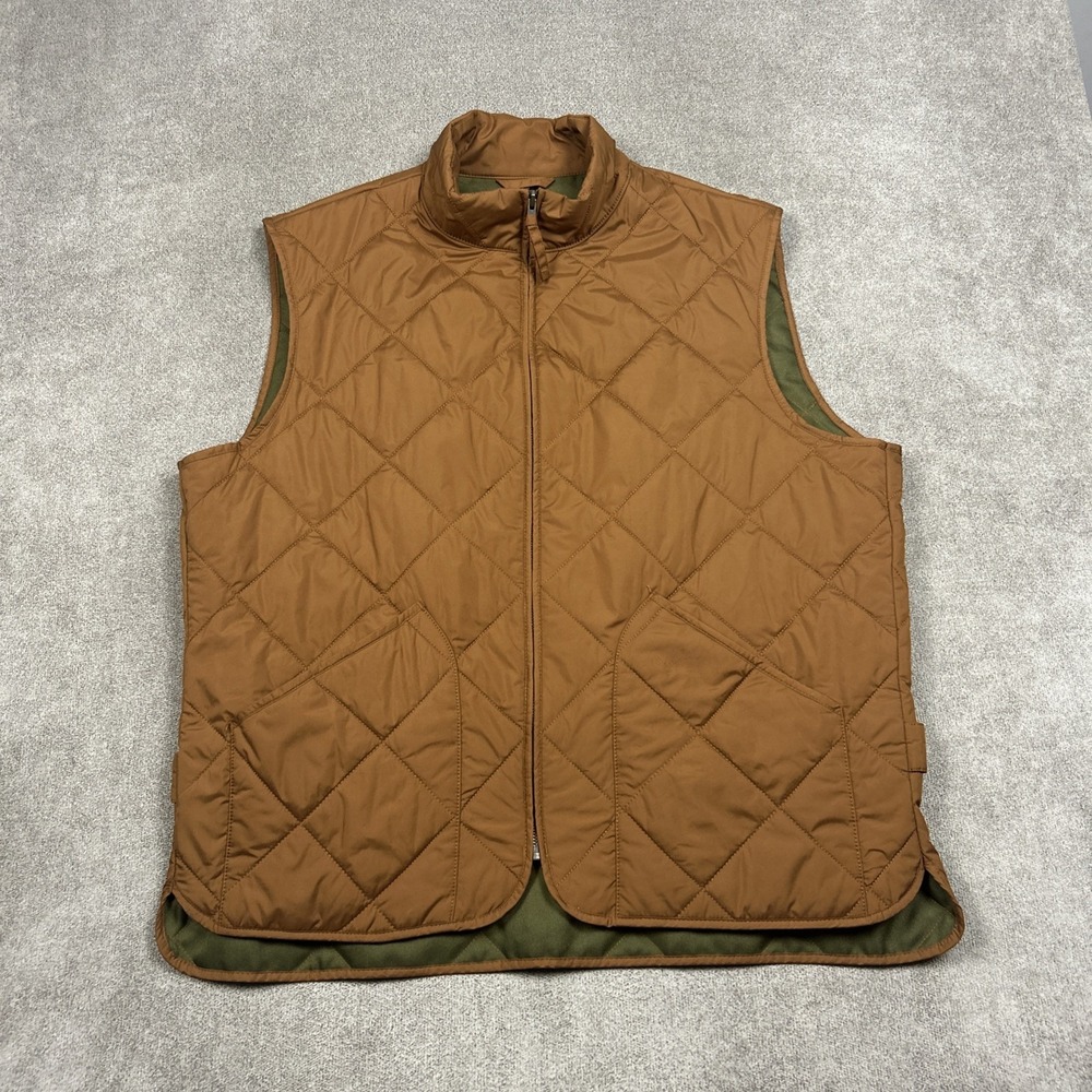 J Crew Walker Vest Mens XL Brown Quilted Adjustable Cinch Waist Filled BI930